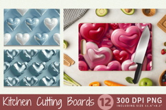 3D Puffy Hearts Cutting Boards sublimation Design Product Image 1