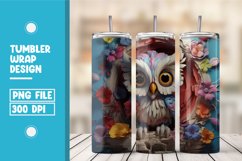 3D Owl Floral Tumbler Wrap Sublimation Product Image 1