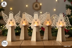 Christmas Angel Candle Stand SVG Bundle | Glowforge | Laser Product Image 1