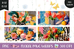 Tulips Mug Wrap Designs, Flowers Mug Sublimation Product Image 1