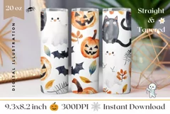 Halloween Doodles Tumbler Design, Kids Halloween Tumbler Product Image 1
