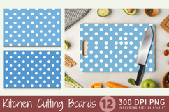 Blue &amp; White Polka Dots Cutting Boards sublimation Design Product Image 1