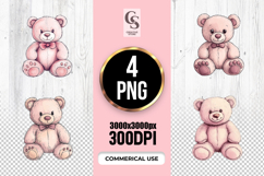 Pink Teddy Bear Clipart Sublimation PNG Product Image 1
