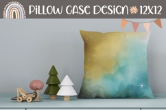 Watercolor Blue Pillow Sublimation, Abstract Pillow Design Product Image 1