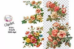 Flowers, Junk Journal, PNG, Clipart, Ephemera, Botanical Product Image 1