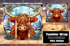 Noel Stained Glass 3D Winter Elegance Tumbler 20oz, Cow PNG Product Image 1