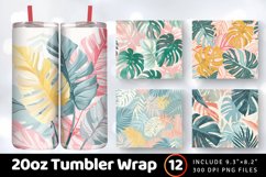 Pastel Jungle Tropical Leaf Tumbler Wrap, 20oz Skinny Tumble Product Image 1