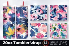 Preppy Painted Strokes Floral Tumbler Wrap, 20oz Skinny Tumb Product Image 1