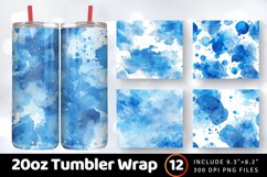 Watercolor Blue Skies Paint Spots Tumbler Wrap, 20oz Skinny Product Image 1
