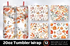 Watercolor Fall Pattern Tumbler Wrap, 20oz Skinny Tumbler Wr Product Image 1