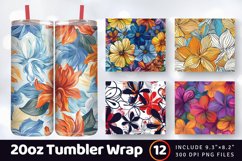 Abstract Flowers Tumbler Wrap, 20oz Skinny Tumbler Wraps Product Image 1