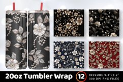 Luxury Embroidered Pearls Floral Tumbler Wrap, 20oz Skinny T Product Image 1