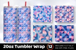 Blue and Pink Geometric shape Tumbler Wrap, 20oz Skinny Tumb Product Image 1