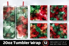 Red &amp; Green Alcohol Ink Flowers Tumbler Wrap, 20oz Skinny Tu Product Image 1