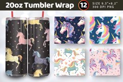Sparkle Unicorn Tumbler Wraps, 20oz Skinny Tumbler Wrap Product Image 1