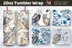 Watercolor Owl and Snow Leopard Tumbler Wraps, 20oz Skinny T Product Image 1