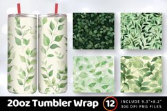 Green Gentle Leaves Tumbler Wrap, 20oz Skinny Tumbler Wrap Product Image 1