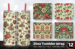 Red &amp; Green Vintage Flowers Tumbler Wrap, 20oz Skinny Tumble Product Image 1