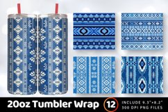 Aztec Knitted Blue Fabric Tumbler Wrap, 20oz Skinny Tumbler Product Image 1