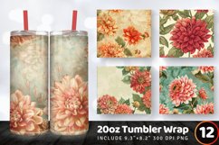 Vintage Dahlia Flowers Tumbler Wrap, 20oz Skinny Tumbler Wra Product Image 1