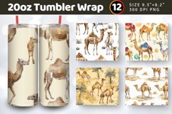 Watercolor Desert Camels Tumbler Wraps, 20oz Skinny Tumbler Product Image 1