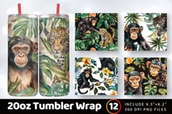Watercolor Monkey and Panther Tumbler Wrap, 20oz Skinny Tumb Product Image 1