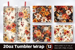 Autumn Bouquet Flowers Tumbler Wrap, 20oz Skinny Tumbler Wra Product Image 1