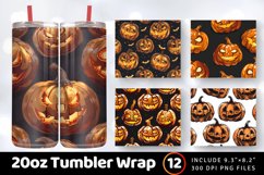 Halloween Pumpkins Tumbler Wrap, 20oz Skinny Tumbler Wraps Product Image 1