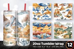 Watercolor Desert Landscape Tumbler Wrap, 20oz Skinny Tumble Product Image 1