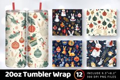 Christmas with Toys and Rabbits Tumbler Wrap, 20oz Skinny Tu Product Image 1