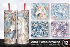 3d Floral Unicorn Tumbler Wrap, 20oz Skinny Tumbler Wraps Product Image 1