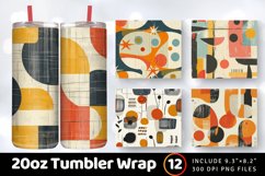 Abstract Mid Century Tumbler Wrap, 20oz Skinny Tumbler Wrap Product Image 1