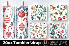 Watercolor Christmas elements Tumbler Wrap, 20oz Skinny Tumb Product Image 1