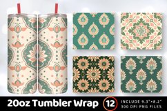 Green and Peach Indian Tumbler Wrap, 20oz Skinny Tumbler Wra Product Image 1