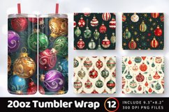 Christmas Baubles Tumbler Wrap, 20oz Skinny Tumbler Wraps Product Image 1