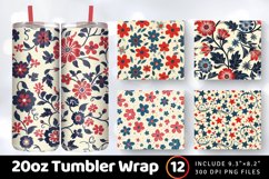 Retro 4th of July Floral Tumbler Wrap, 20oz Skinny Tumbler W Product Image 1