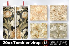 Ornamental Cream Tulip Tumbler Wrap, 20oz Skinny Tumbler Wra Product Image 1
