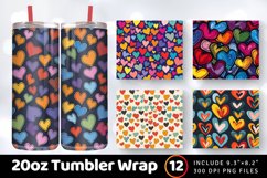 Multicolored Funky Hearts Shapes Tumbler Wrap, 20oz Skinny T Product Image 1