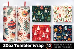Merry and Bright Christmas Tumbler Wrap, 20oz Skinny Tumbler Product Image 1