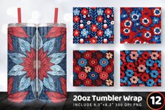 Red Blue Knitted Flowers Tumbler Wrap, 20oz Skinny Tumbler W Product Image 1