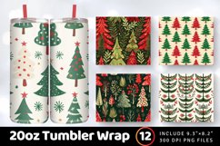 Red &amp; green tree Christmas Tumbler Wrap, 20oz Skinny Tumbler Product Image 1