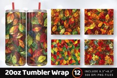 Stained Glass Fall Leaves Tumbler Wrap, 20oz Skinny Tumbler Product Image 1