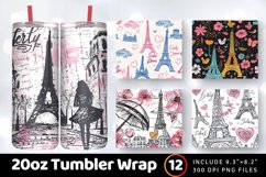 Girly Dreams Paris Sketch note Tumbler Wrap, 20oz Skinny Tum Product Image 1