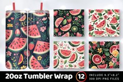 Floral Watermelon Tumbler Wrap, 20oz Skinny Tumbler Wrap Product Image 1