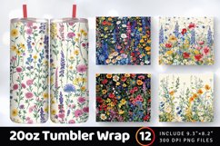 Wildflowers Garden Stitch Fabric Tumbler Wrap, 20oz Skinny T Product Image 1