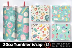 Pastel Back to School Tumbler Wrap, 20oz Skinny Tumbler Wrap Product Image 1
