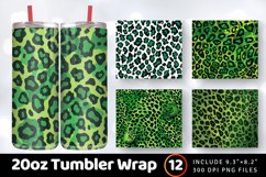 Green Leopard Skin Christmas Tumbler Wrap, 20oz Skinny Tumbl Product Image 1