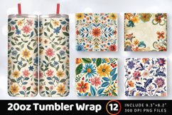 Retro Floral Embroidery Tumbler Wrap, 20oz Skinny Tumbler Wr Product Image 1