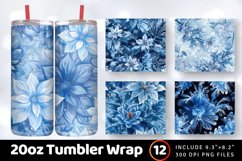 Winter Frozen Flowers Tumbler Wrap, 20oz Skinny Tumbler Wrap Product Image 1