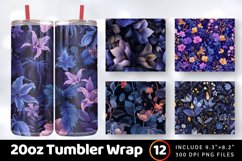 Twilight Flora Tumbler Wrap, 20oz Skinny Tumbler Wraps Product Image 1